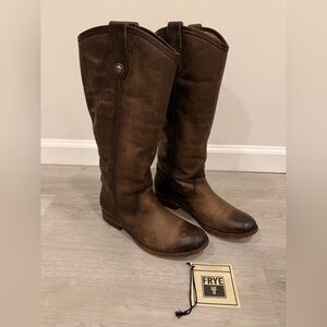 Frye Melissa Button Extended Calf Tall Boots Slate Women’s Size 8